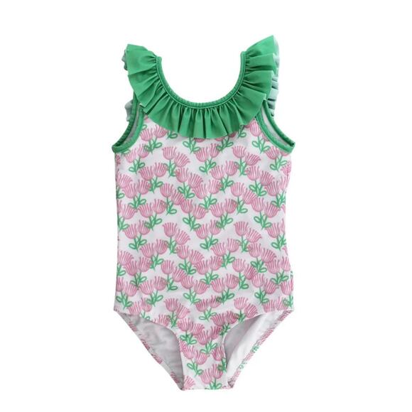 J. Bailey Girls One Piece Swimsuit- Tulips NWT size‎ 7 - Picture 1 of 5